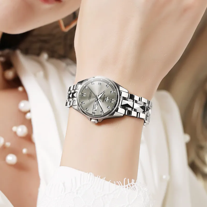 Oupinke Fashionable Versatility Elegance Mechanical Movement Watch Women's Watch White Dial-23