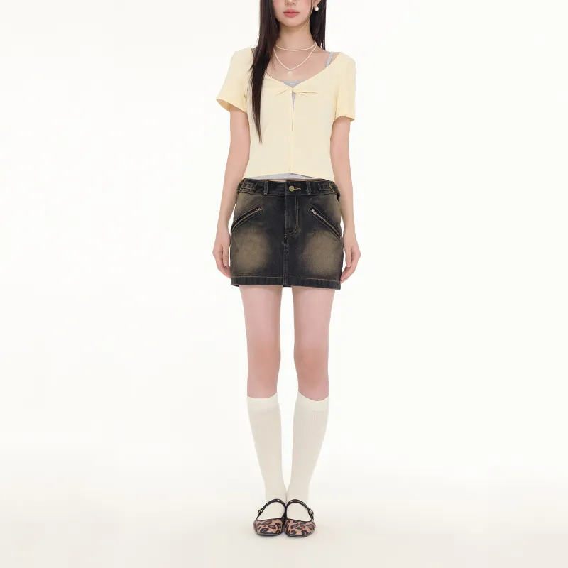 FPMZ Denim Short Skirts Women's Black Blue-2