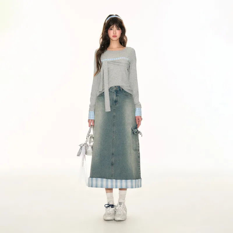 FPMZ Denim Long Skirts Women's Blue-3