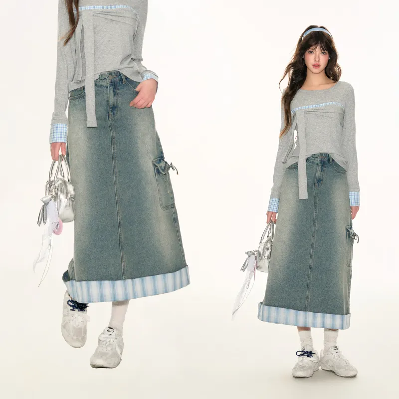 FPMZ Denim Long Skirts Women's Blue-2