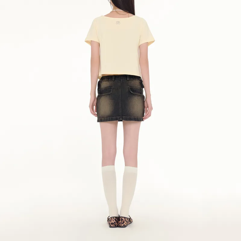 FPMZ Denim Short Skirts Women's Black Blue-5