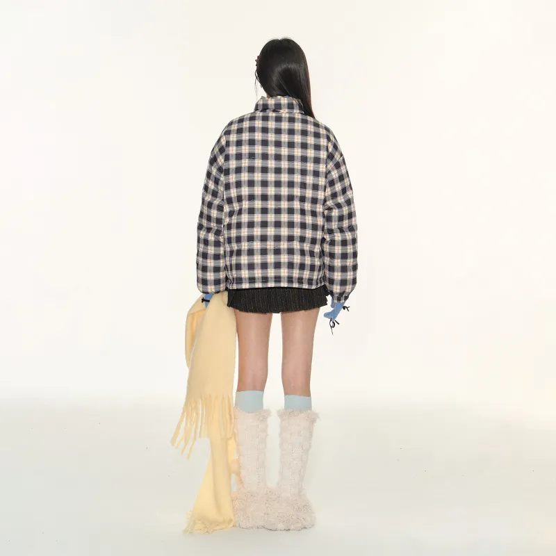 FPMZ Puffer Jacket Women's Black Blue Plaid-2