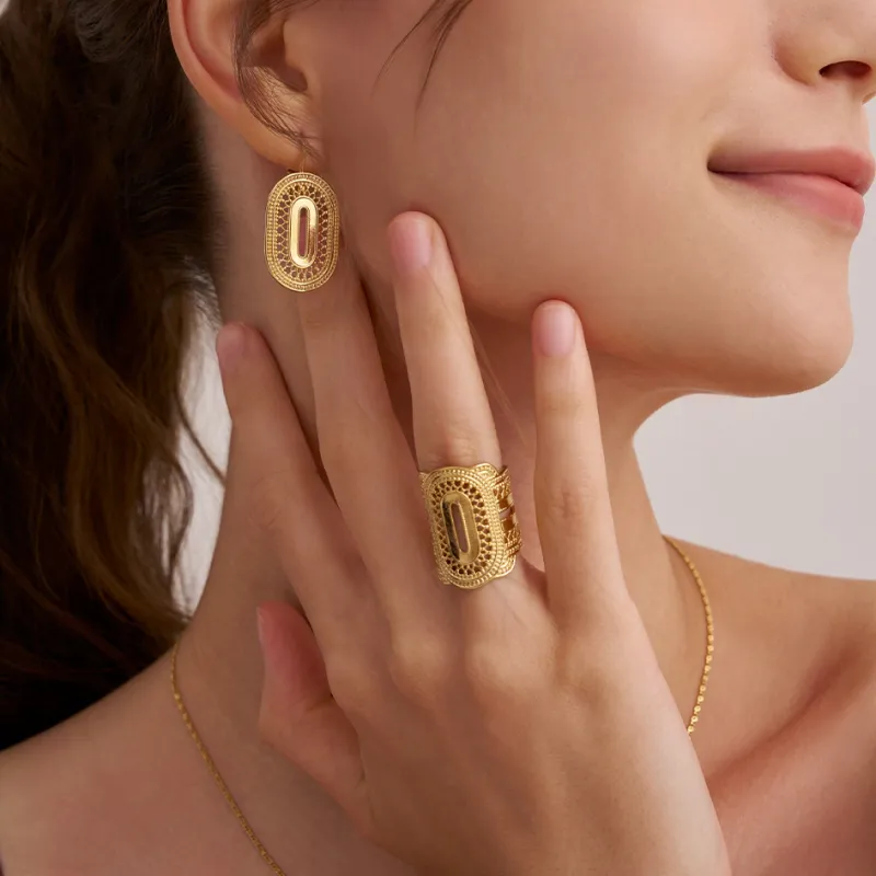 SATELLITE Gold Plated Earrings Women's-2
