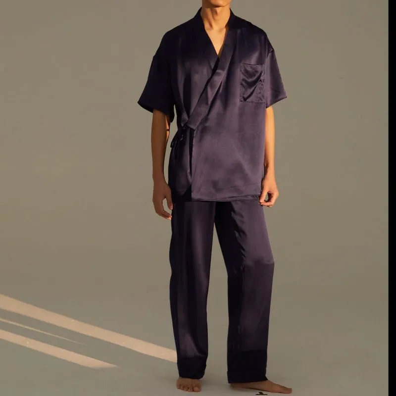 SILKISS Pajama Set Men's Ink Gray/Dark Blue-2