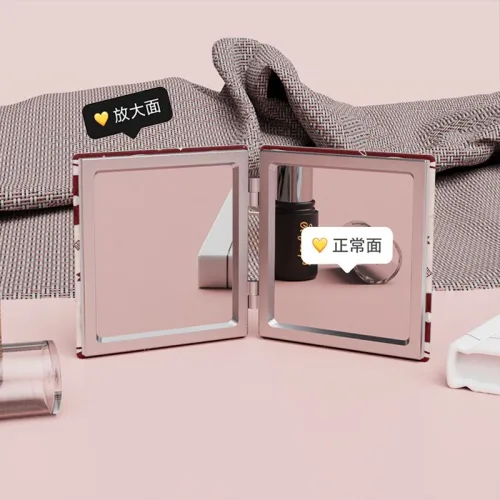 JIXUAN Instagram Style Rose Text Portable Foldable Make Up Mirrors