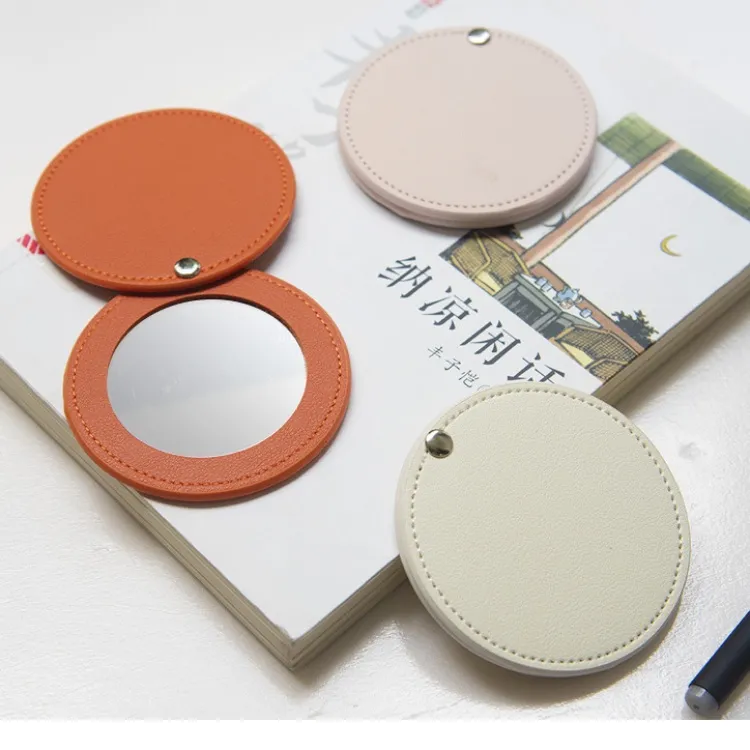JIXUAN Portable Refillable PU Leather Rotating Stainless Steel Cute Impact Resistant Make Up Mirrors-7
