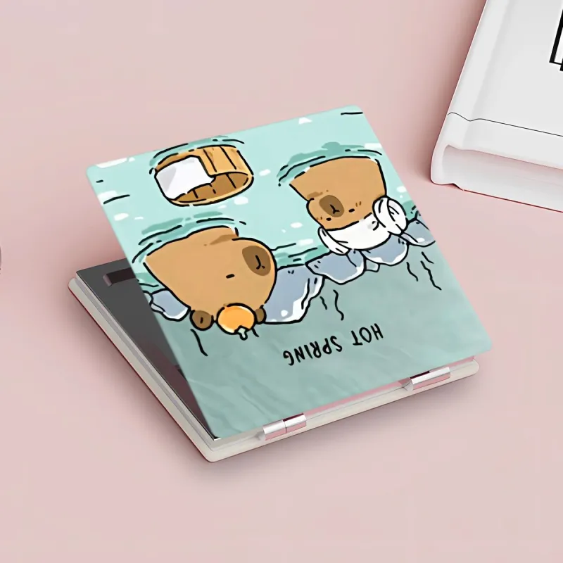 JIXUAN Capybara, Eternal With Pork, Portable Handheld Foldable Cute Make Up Mirrors-2