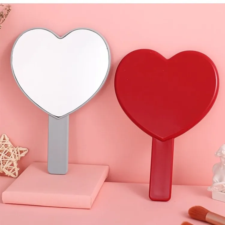 JIXUAN Heart Handheld Make Up Mirrors Portable Mini DIY Whipped Cream Glue-5