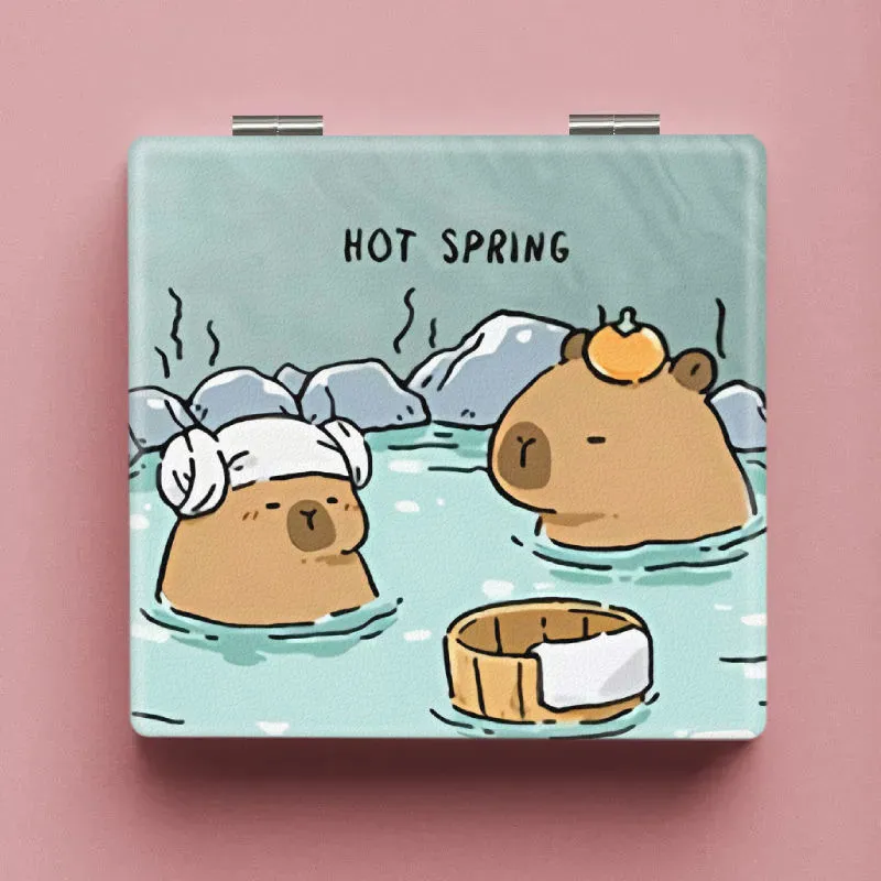 JIXUAN Capybara, Eternal With Pork, Portable Handheld Foldable Cute Make Up Mirrors-1