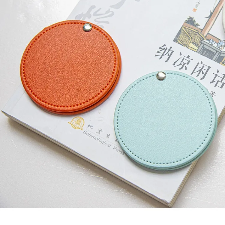 JIXUAN Portable Refillable PU Leather Rotating Stainless Steel Cute Impact Resistant Make Up Mirrors-6