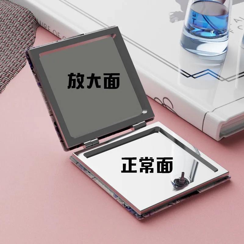 JIXUAN Ins Foldable Pocket Mirror HD Mini Handheld Refillable Makeup Mirror-3