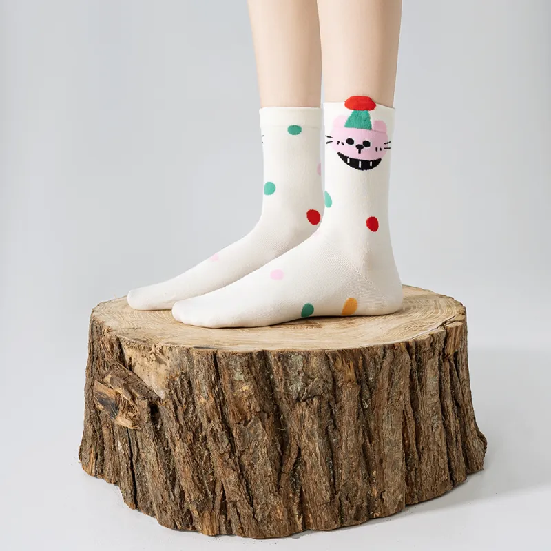DJUNGLE Mid Calf Socks Women's Shopping Bag 5 Pack-1