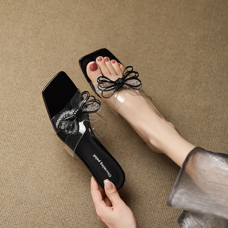 JIUXINGDAO Rhinestone Crystal Odor Resistant Slide Slippers Women's-6