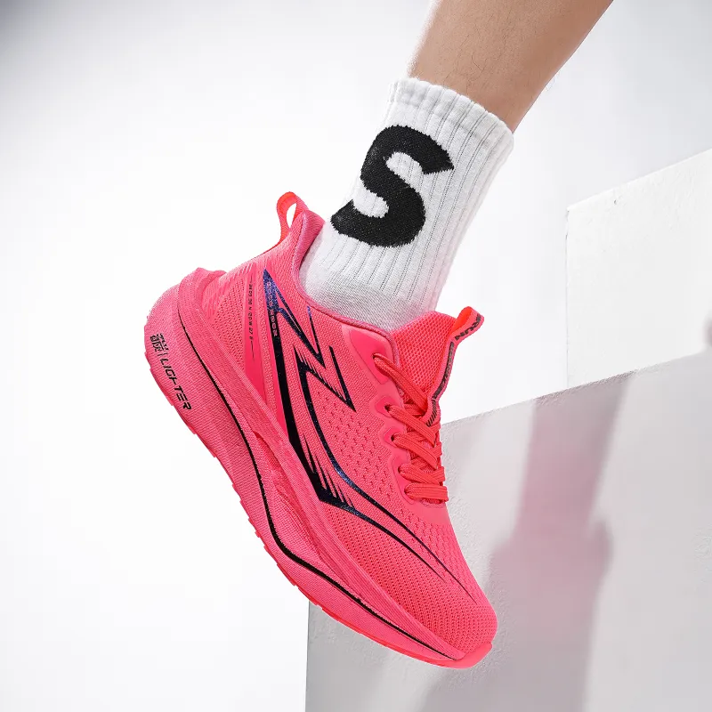 BTE Cushioning Anti Slip Wear Resistant Breathability Low Top Casual Running Shoes Unisex National Red-7