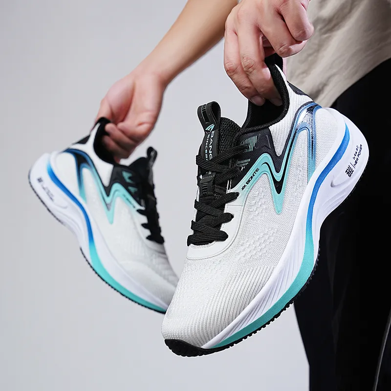 BTE Slip Resistant, Abrasion Resistant, Breathable Low Top Long Distance Running Shoes Unisex White Black-5