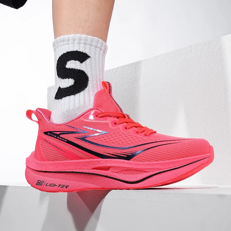 BTE Cushioning Anti Slip Wear Resistant Breathability Low Top Casual Running Shoes Unisex National Red-5