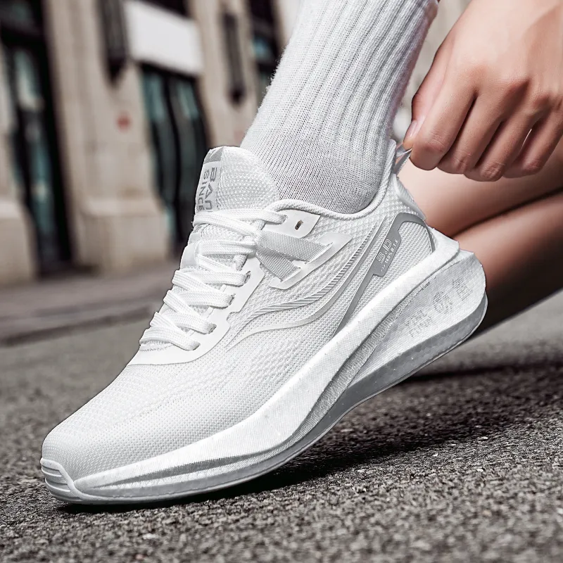 BTE Anti Slip And Wear Resistant Support Rebound Low Top Carbon Plate Marathon Running Shoes Unisex White Silver-6