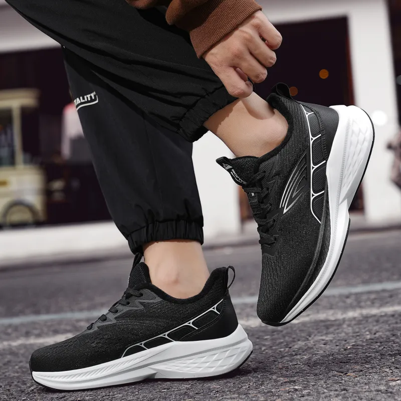 BTE Warm Height Increasing Rebound Low-Top Carbon Plate Casual Running Shoes Men's-8
