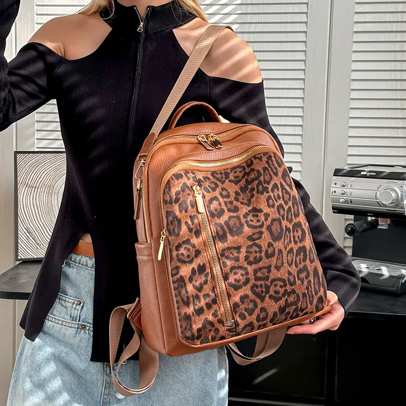 Yalu PU Premium Feel, Large Capacity, Trendy And Stylish Backpack Medium Size Unisex Black/Brown-6