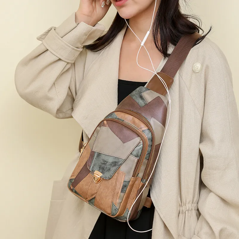 Yalu PU Sling Bag Trumpets Women's Brown/Khaki/Red Brown/Pink-1