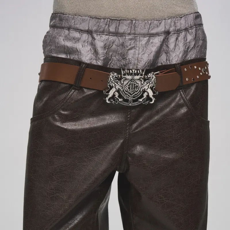 BIRTH OF ROYAL CHILD Leather Leather Belts Unisex Brown Width  4cm-3