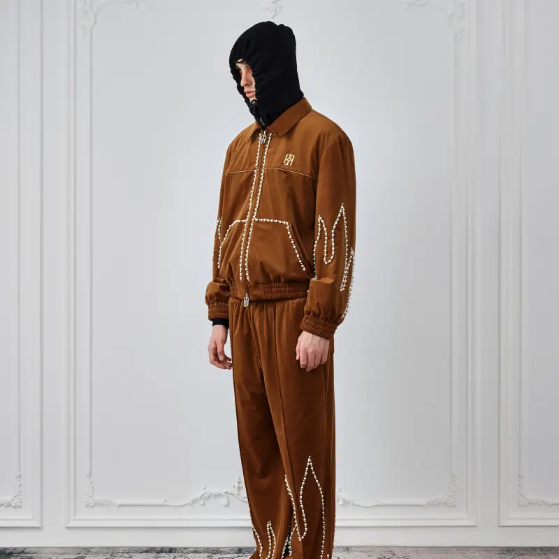 BIRTH OF ROYAL CHILD Flame Pearl Velvet Work Jacket-5