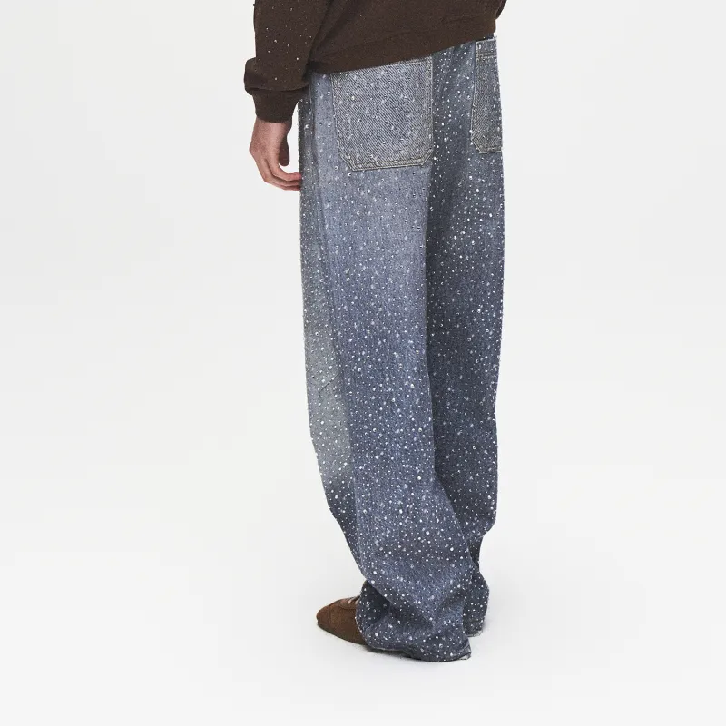 BIRTH OF ROYAL CHILD Rhinestone embellished Wide leg Jeans-5
