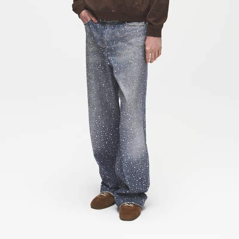 BIRTH OF ROYAL CHILD Rhinestone embellished Wide leg Jeans-4