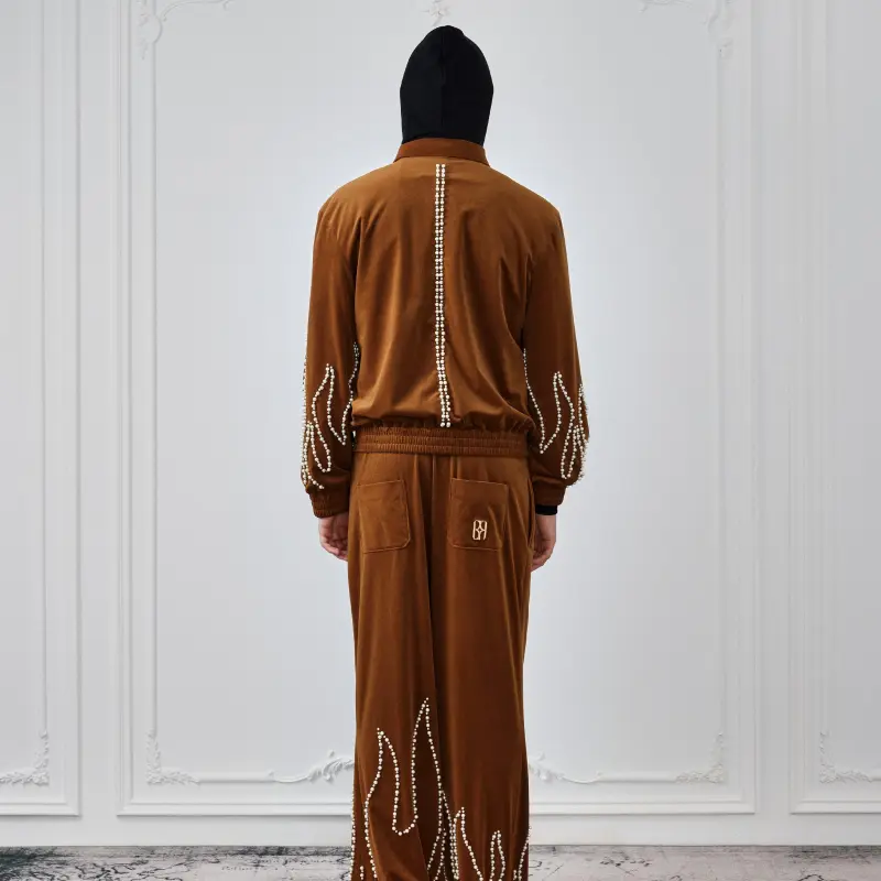 BIRTH OF ROYAL CHILD Flame Pearl Velvet Work Jacket-4
