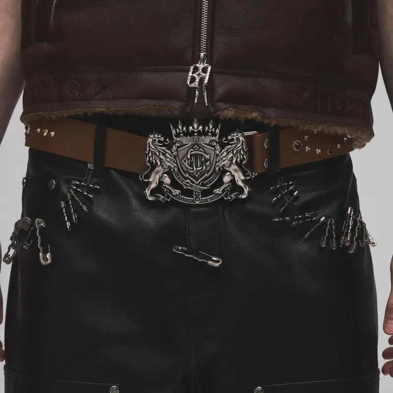 BIRTH OF ROYAL CHILD Leather Leather Belts Unisex Brown Width  4cm-1