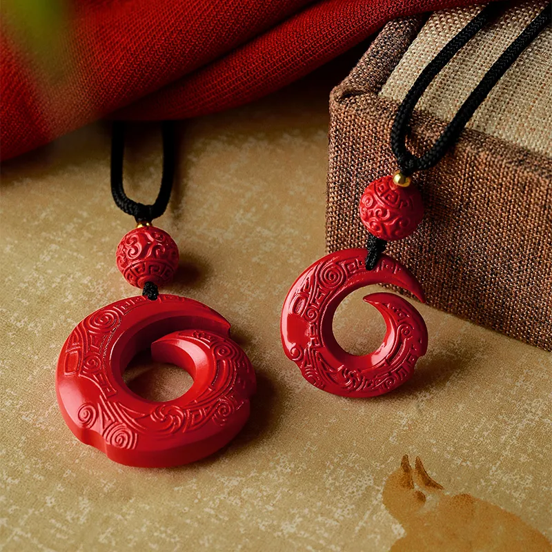 JITAIXIANG Reconstructed Cinnabar Necklaces Unisex-5