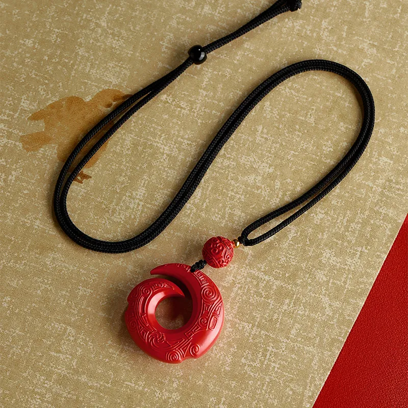 JITAIXIANG Reconstructed Cinnabar Necklaces Unisex-3