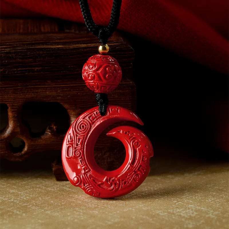 JITAIXIANG Reconstructed Cinnabar Necklaces Unisex-1