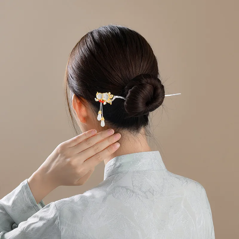 JITAIXIANG Hetian Jade Hairpin White Jade/Pale Greenish White Jade Women's-3