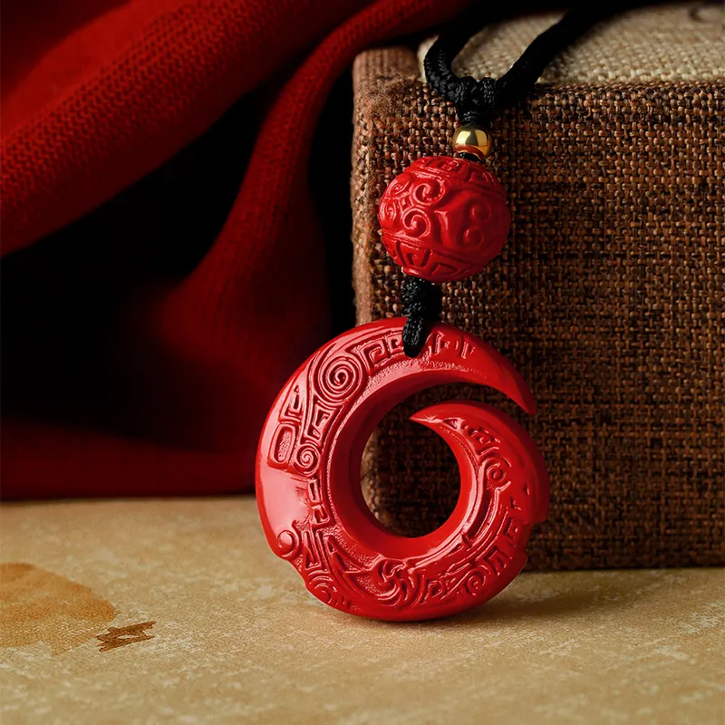 JITAIXIANG Reconstructed Cinnabar Necklaces Unisex-2