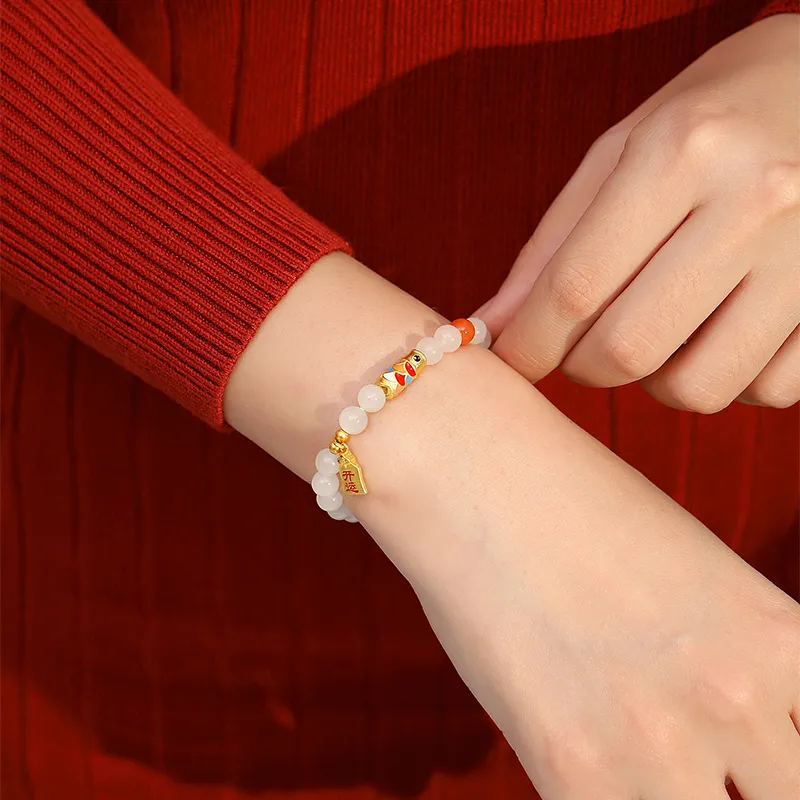 JITAIXIANG Hetian Jade Bracelets Pale Greenish White Jade Women's-2