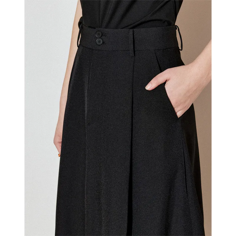 Initial Language Casual Long Skirts Women's Black-3