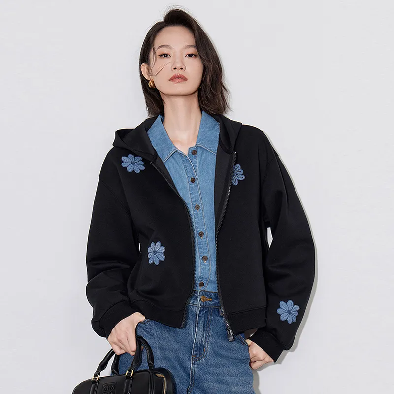 Initial Language x CHAHUASHILIANMING Cropped Coats Women's Black-1