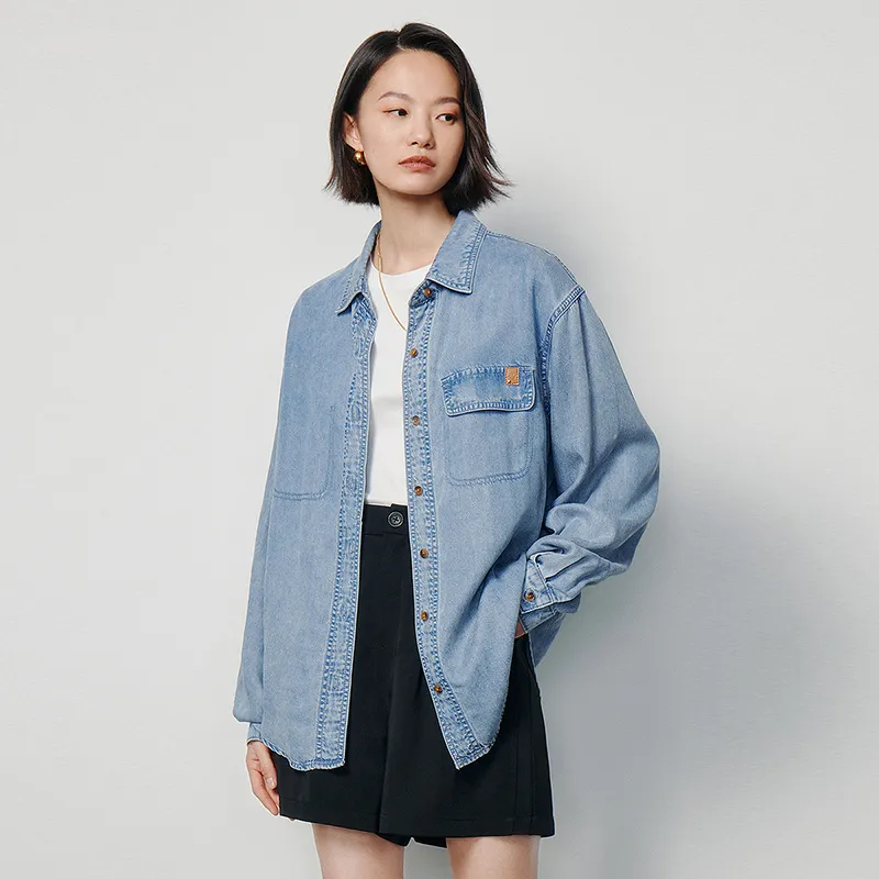 Initial Language Shirt Women's Yeast-Bleached Light Blue-1