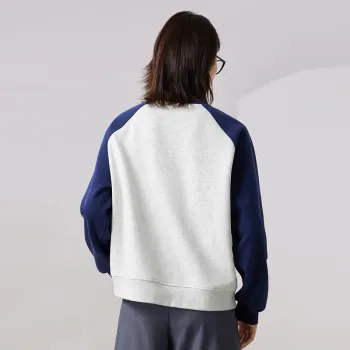 Initial Language Sweatshirt With Fleece Lining Warm Crew Neck Raglan Sleeve Top Women's