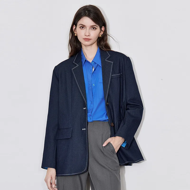 Initial Language Business Suit Women's Denim Blue-6