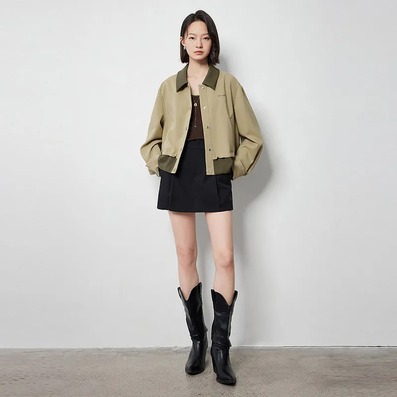 Initial Language Jackets Coats Women's Yellow Green-2