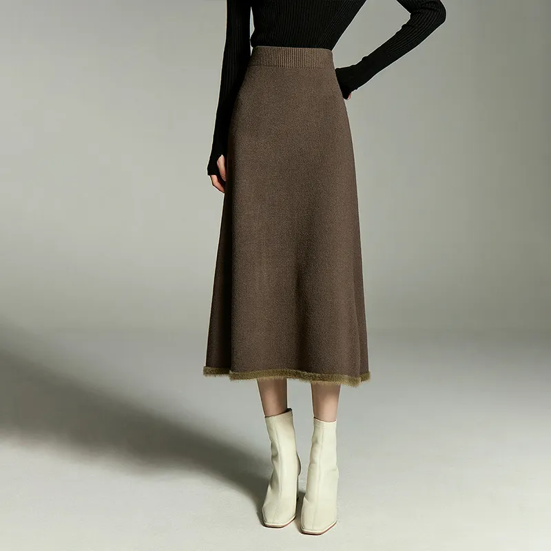 Initial Language Knit Long Skirts Women's-2