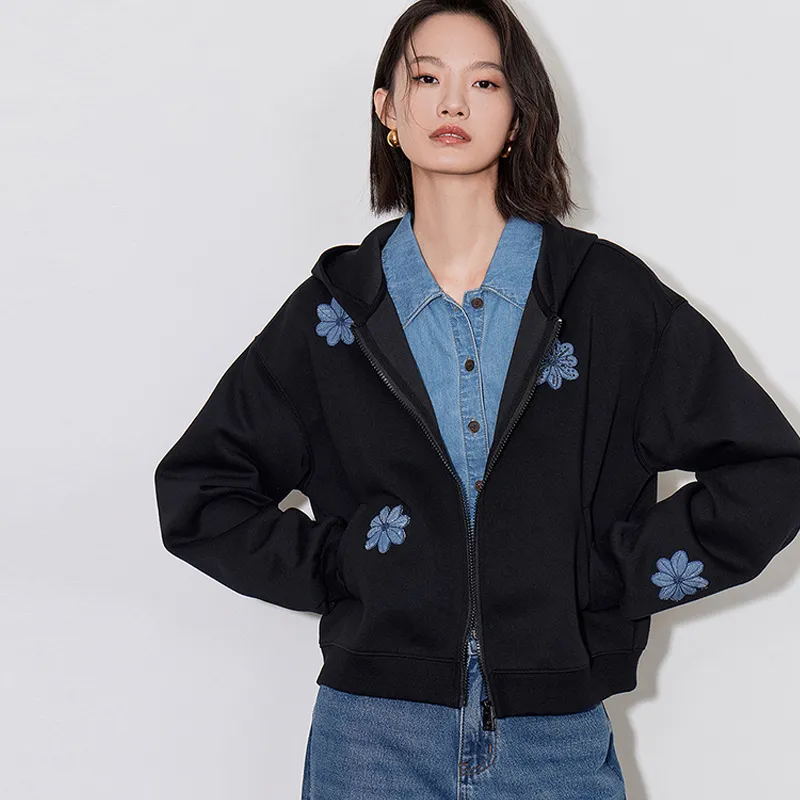 Initial Language x CHAHUASHILIANMING Cropped Coats Women's Black-5