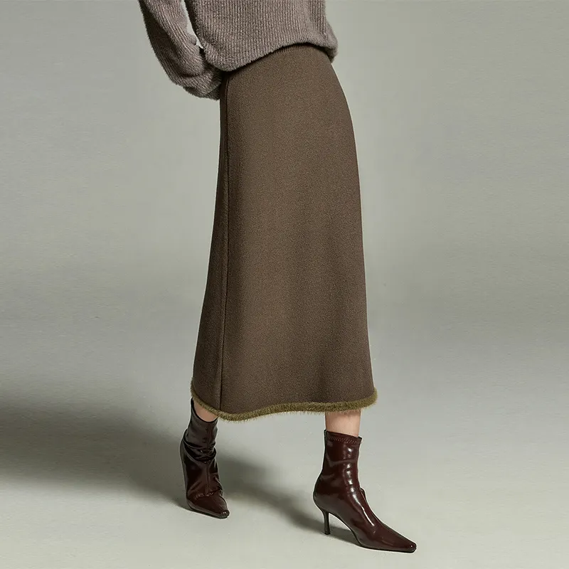 Initial Language Knit Long Skirts Women's-4