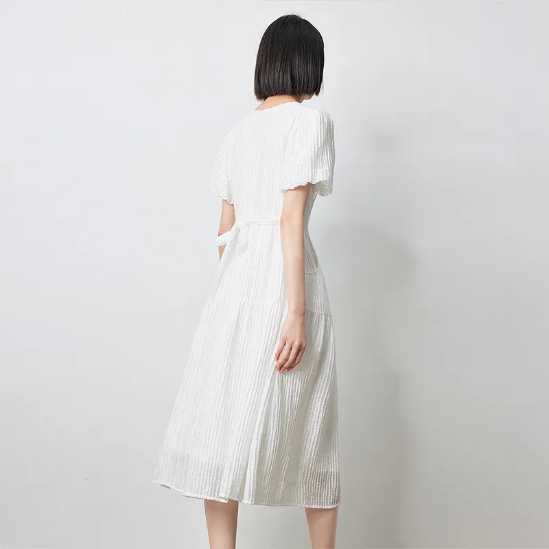 Initial Language Short Sleeved Dress Women's-1