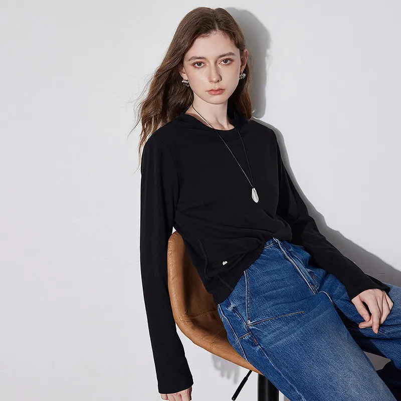 Initial Language Minimalist Style Crew Neck Base Layer Top Women's-6