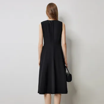 Initial Language Sleeveless Dress Women's Black