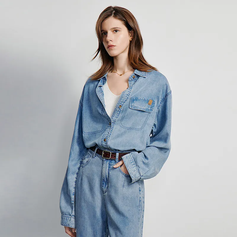Initial Language Shirt Women's Yeast-Bleached Light Blue-5