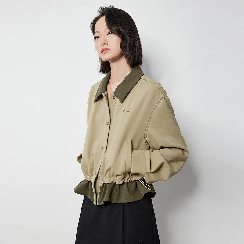 Initial Language Jackets Coats Women's Yellow Green-1